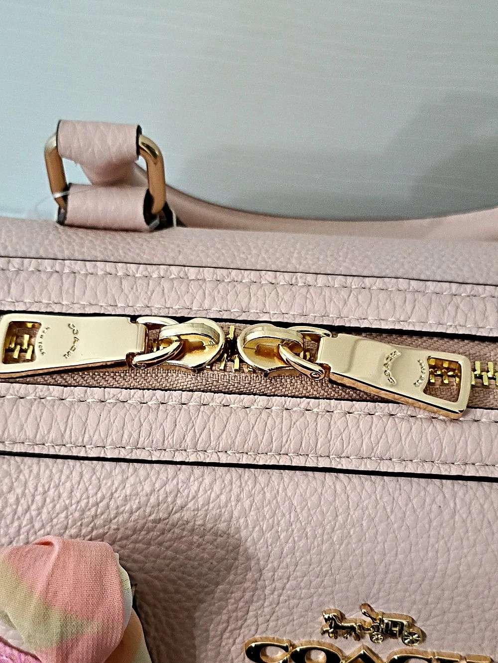 Coach Rowan Large Satchel Bag With Shell Charm Pink & White - Picture 10 of 10